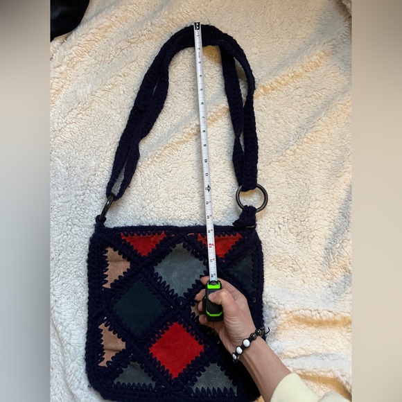 Leather patchwork y2k satchel purse with adjustable strap - Picture 6 of 7